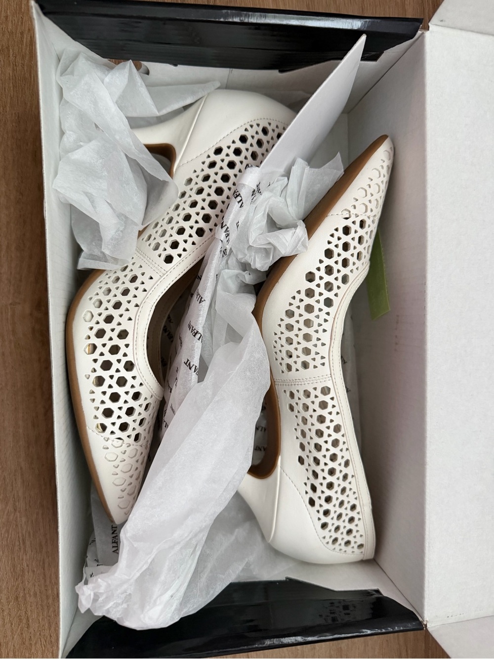 Alfani White Laser-Cut Pointed Toe Heels